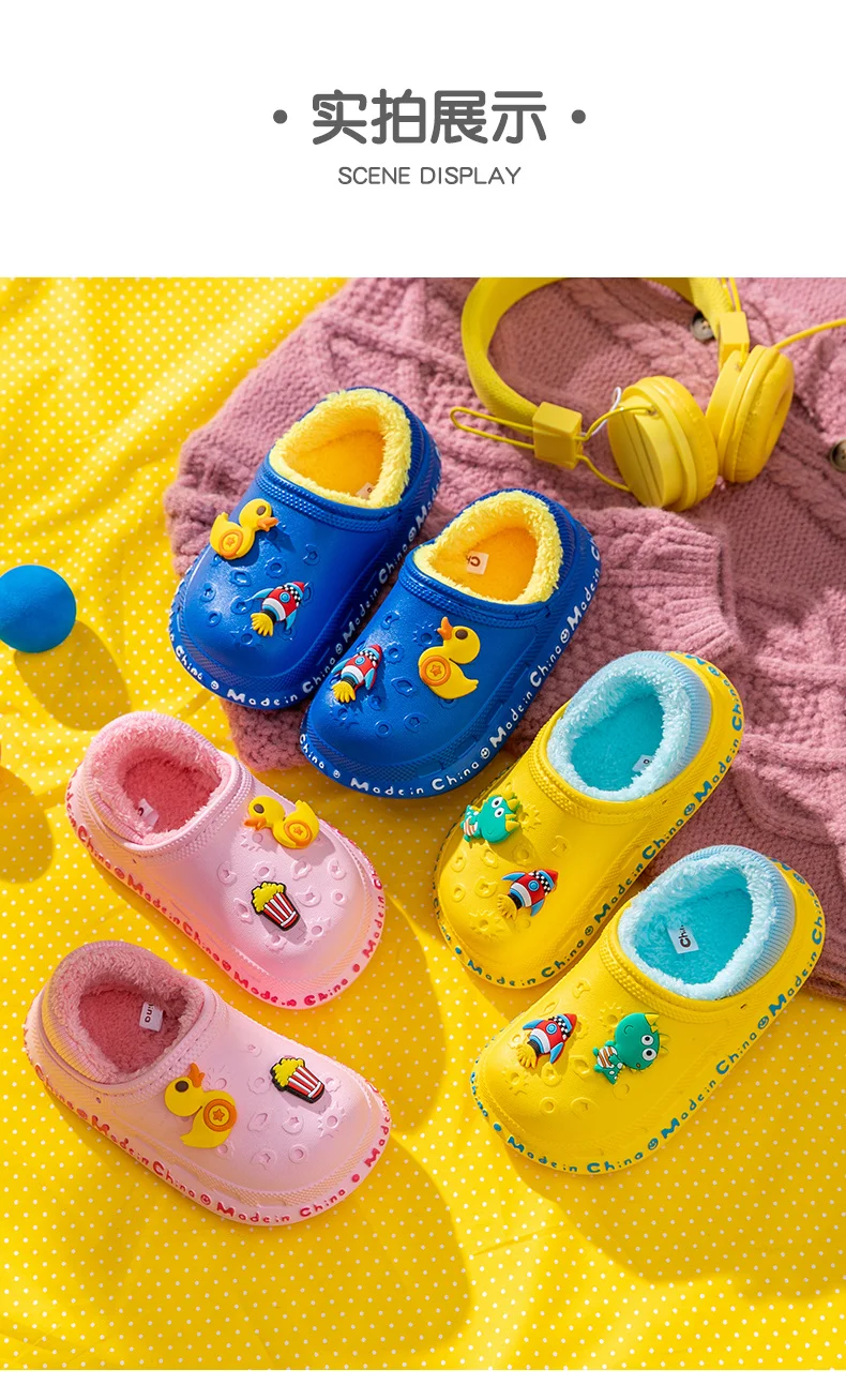 Winter Children Garden Shoes Waterproof Non Slip Home Slippers for Boys Girls Plush Warm Soft Light Indoor Shoes Kids Slippers children's sandals