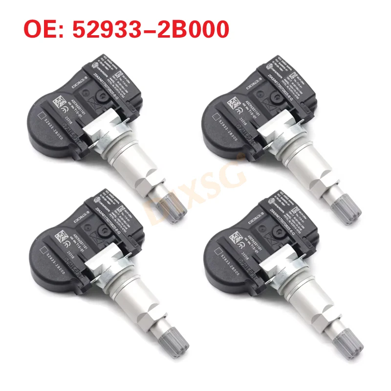 4Pcs Tire Pressure Monitor Sensor 52933-2B000 For Hyundai Santa Fe Sonata Kia 2012 TPMS Sensor 433Mhz 529332B000