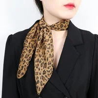 Fashion Leopard Print Square Silk Scarf 60x60cm Summer Thin Chiffon Shade Sunscreen Scarves Neck Guard Woman's Shawl V18 1