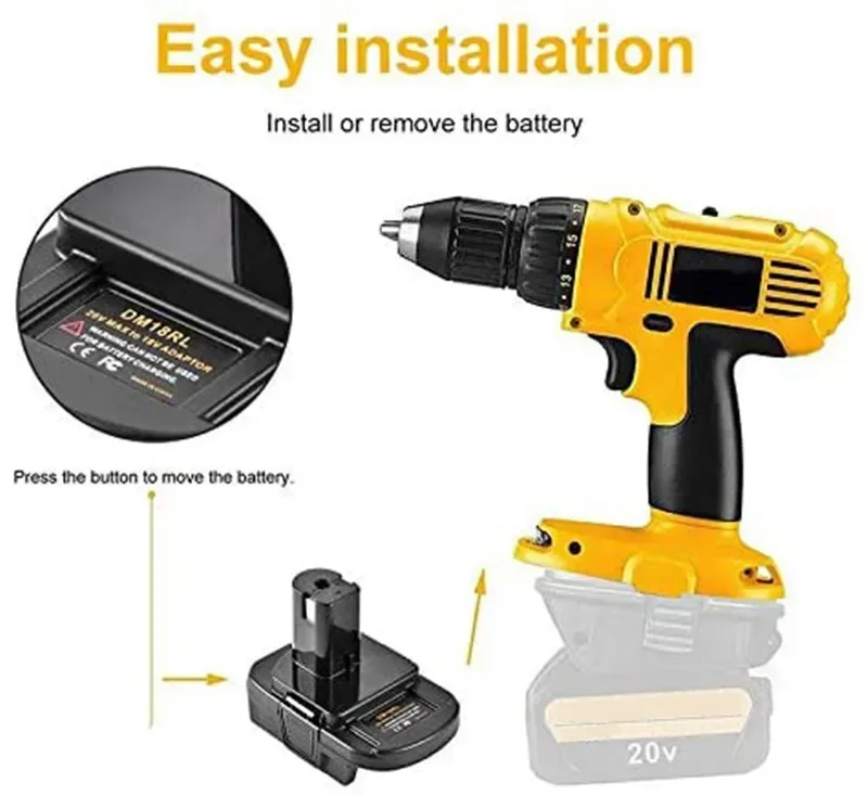 Power Adapter Converter DM18RL With USB DM20ROB For RYOBI Convert For Dewalt 20V Milwaukee to 18V Battery