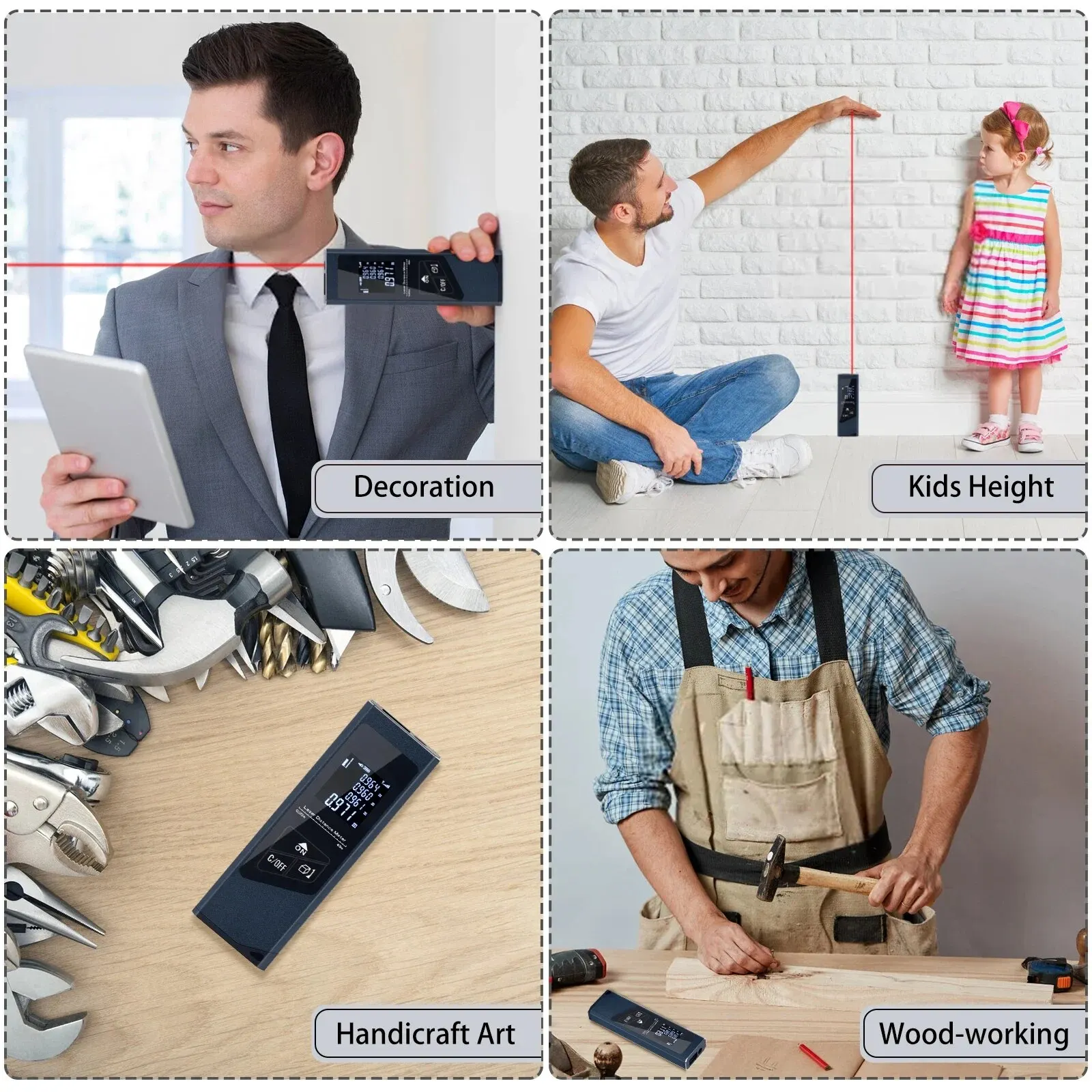 Mini Laser Rangefinder Digital Tape Measure Laser Ruler USB Charge Aluminum Alloy Fuselage 40M Measuring Distance