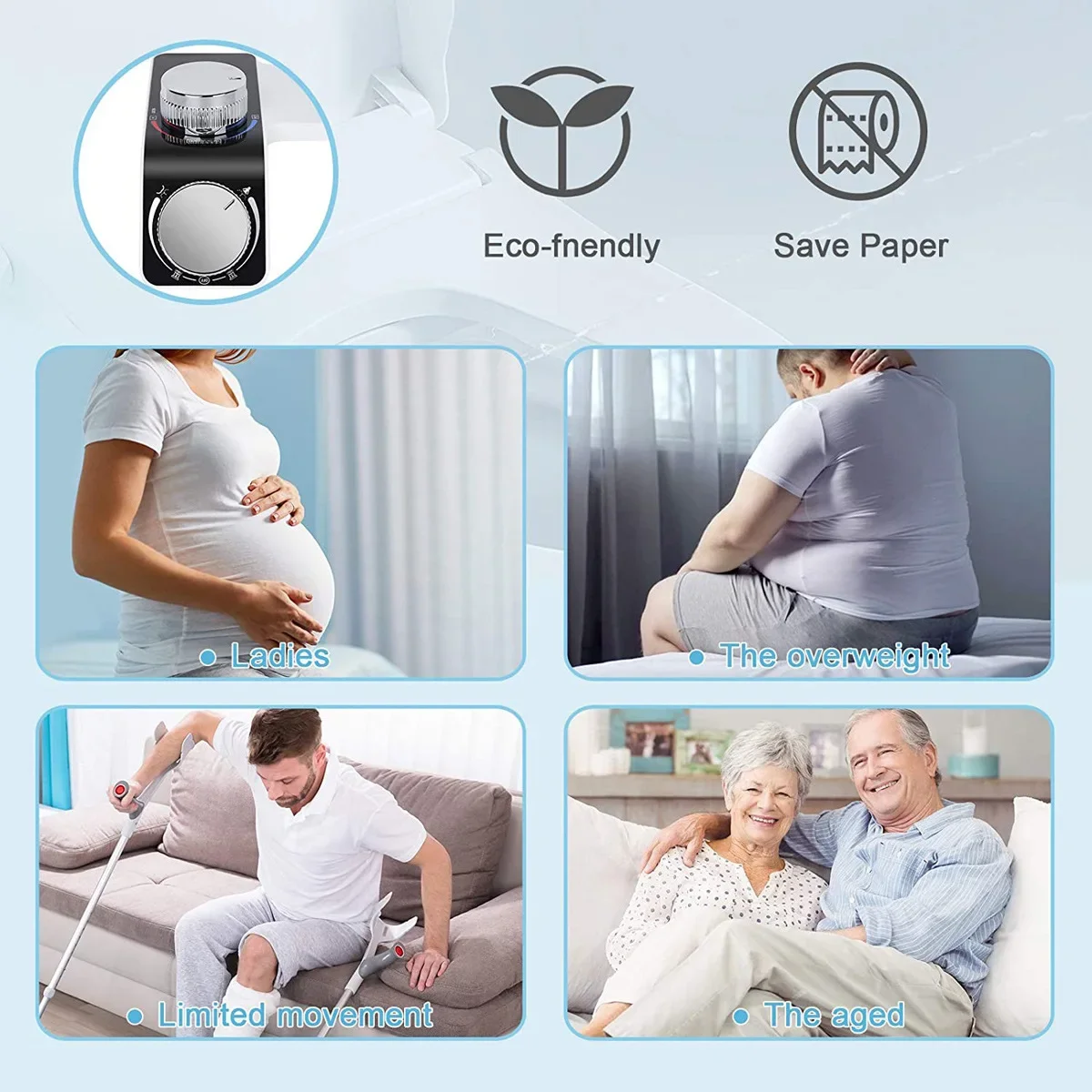 UltraSlim Non-Electric Adjustable Water Pressure Hot Cold Warm Water Bidet self Cleaning Dual Nozzle Sprays Bidet Attachment