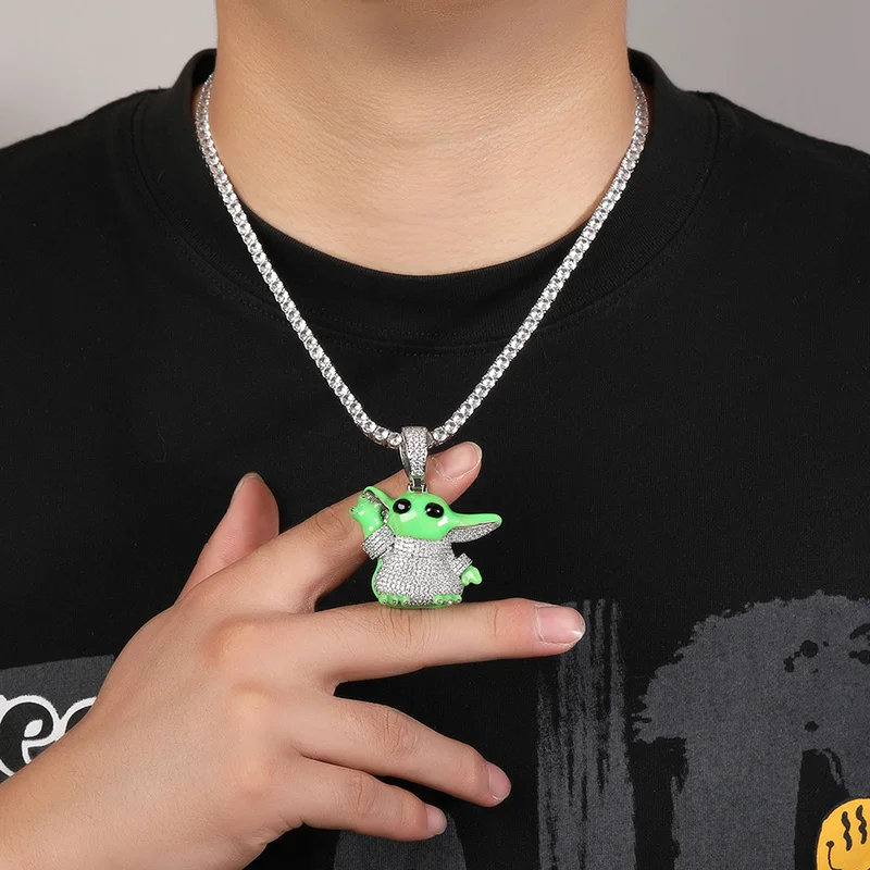 Hip Hop 5A+ CZ Stone Bling Iced Out Luminous Cartoon Anime