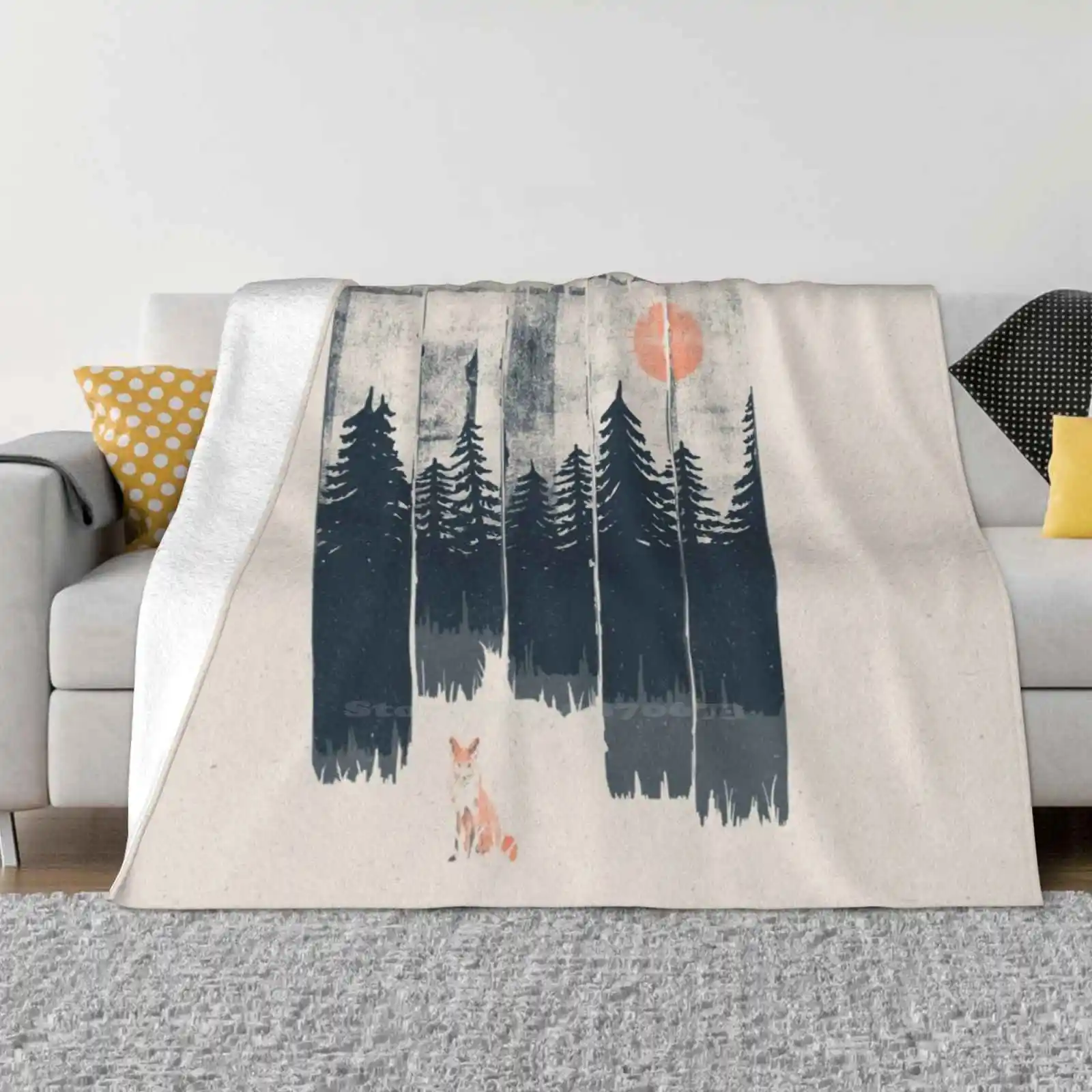 

A Fox In The Wild... Blanket Soft Warm Travel Portable Blanket Fox Wilderness Wildlife Mountains Forest Trees Animals Nature