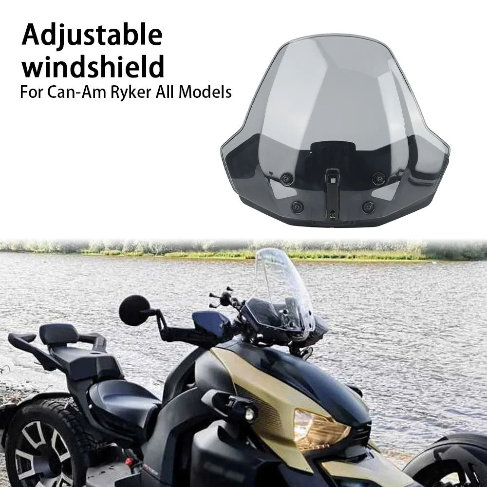 

Front Translucent Clear Hard Coated Wind shield Adjustable Windshield for Can Am Ryker 600 900 Sport & Rally Edition All Models