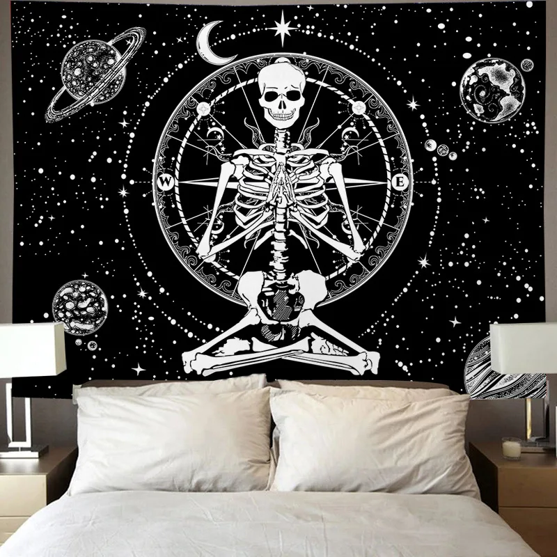 태양과 달 해골 담요, 3D 프린트 태피스트리, 직사각형 홈 데코, 벽 장식 스타일-1 Best5