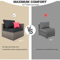 Outdoor Patio Sectional Furniture Set with Ottomans, Wicker Patio Furniture Conversation Sets Sofa for Backyard Garden 2