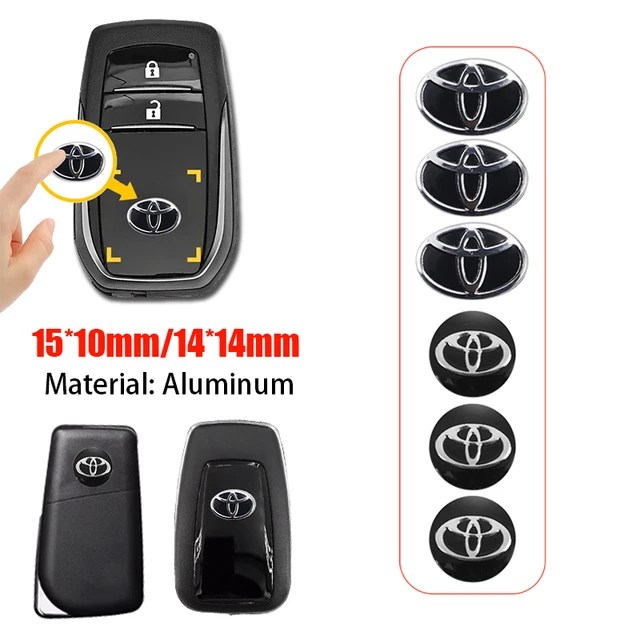 14mm 15mm 5/10Pcs Car Key Stickers Aluminum Logo Decal For Toyota Corolla Yaris Aygo Prius CHR Camry Auris Avensis Land Cruiser
