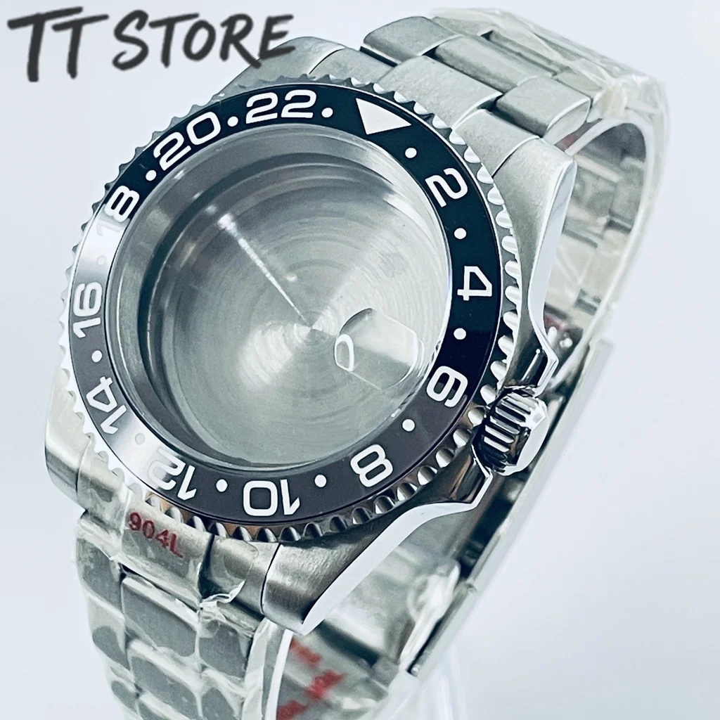 Silver 40mm Watch with Ceramic Bezel and Sapphire Case