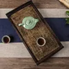 Zen Retro Style Tea Set Storage Tray Retro Tea Tray Household Japanese Style Solid Wood Bamboo Woven Tea Cup Rattan Tray ZE626 6