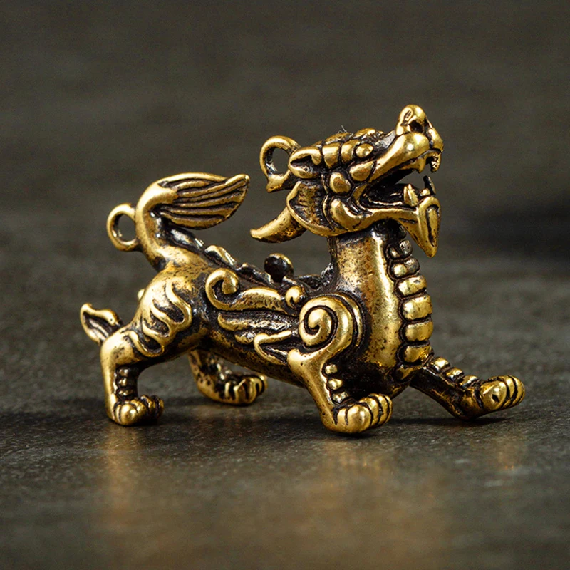 

1 шт. миниатюрная античная латунь украшение в виде драконов твердая медь приносящий удачу Дракон Ruyi Beast Home Feng Shui декоративный маленький орнамент
