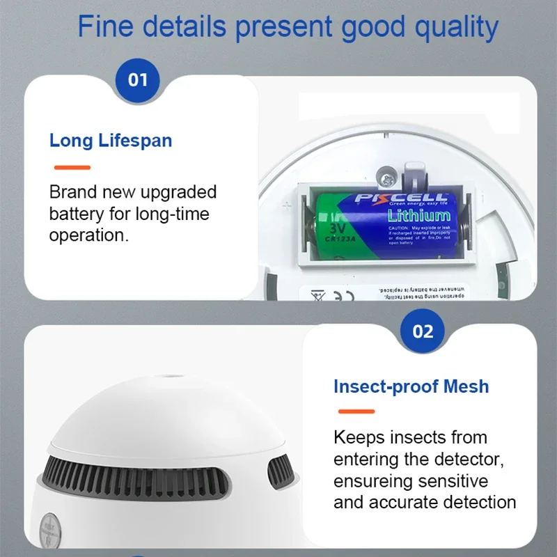 Tuya Smart WiFi Smoke Detector 10 year Lithium Battery Operated Wireless Photoelectric Fire Protection
