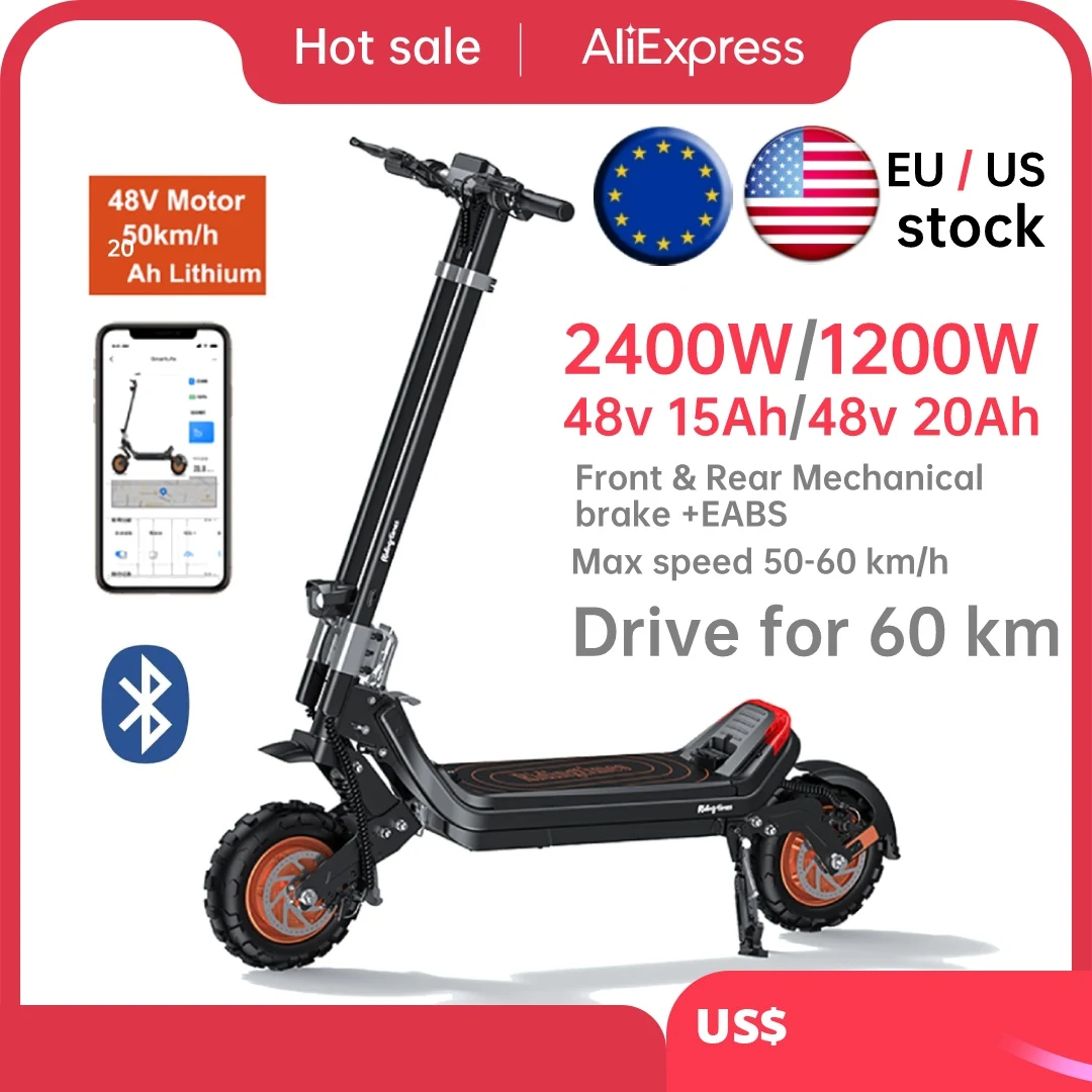 

Electric Scooter 11 Inch Folding Electric Scooter Scooters Adult 1200W Dual Motor 2400W Off Road E Scooter 48V 15Ah 20Ah 50KM/H