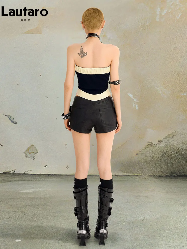 Lautaro Spring Summer Hollow Out Black Pu Leather Mini Skirt Women Luxury Designer Steampunk Punk Style Clothes Streetwear 2026 - Image 6