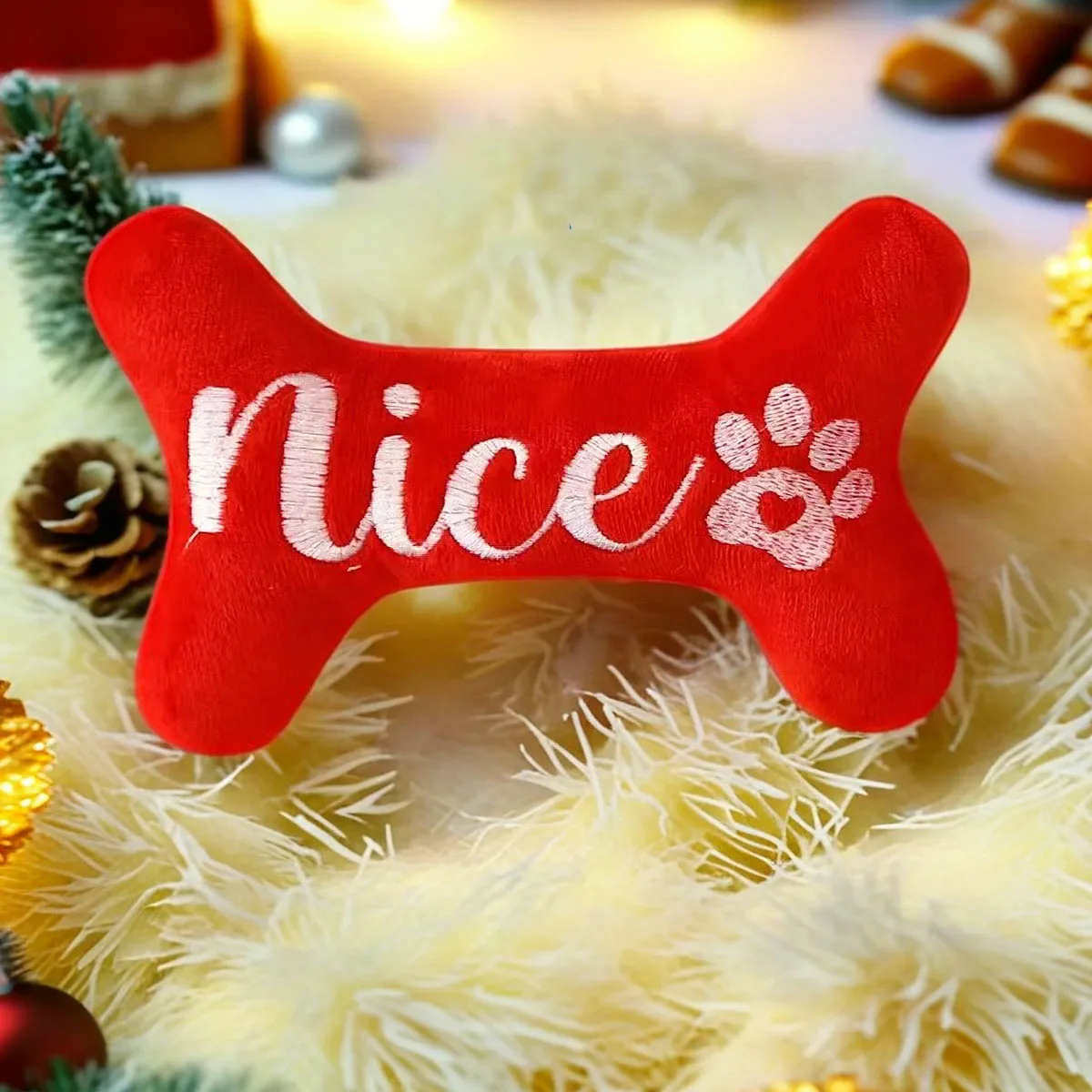 Bone Shaped Plush Toys Dog Interactive Chewing