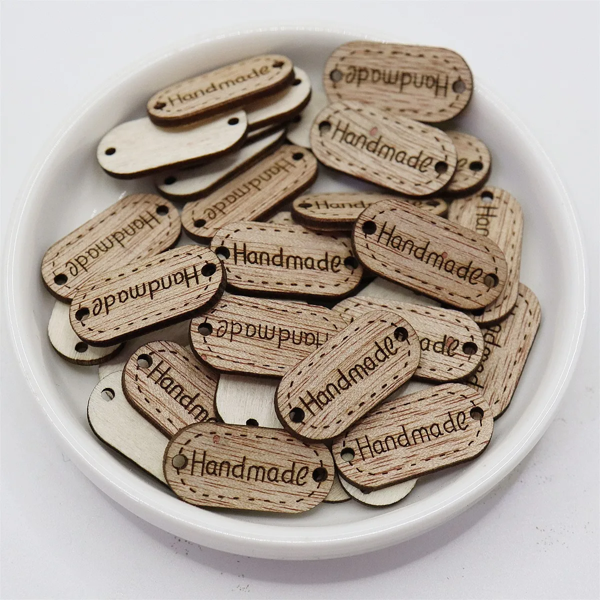 Mini Etichette Regalo In Legno Forma Goccia (45mm) - Confezione Da 10 Con Spago Di Iuta - Perfette Per Bomboniere E Prezzi - 3