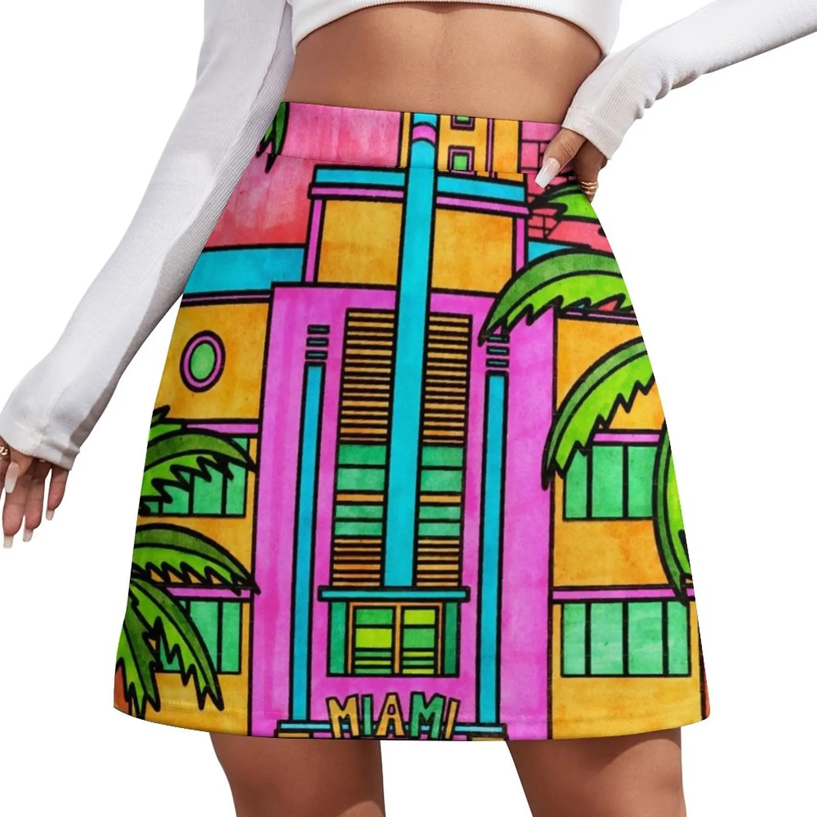 

Miami Art Mini Skirt summer dress women 2024 mini skirt for women