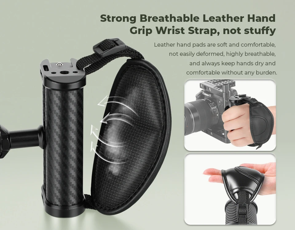 Camera Side Handgrips With Adjustable Leather Hand Grip Wrist Strap For 1/4" Thr