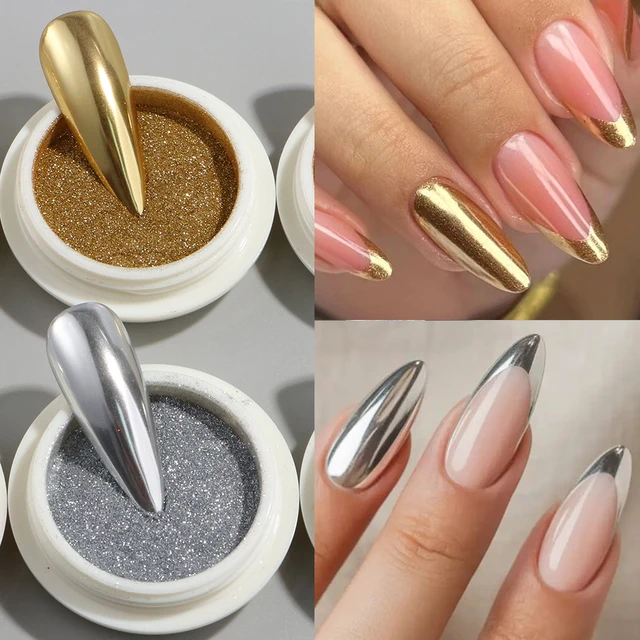 6pcs Chrome Gold Silver Nail Powder Flakes Metallic Mirror Holographic Nail Foils Glitter Pigment Makeup Nail Art Decorations 2