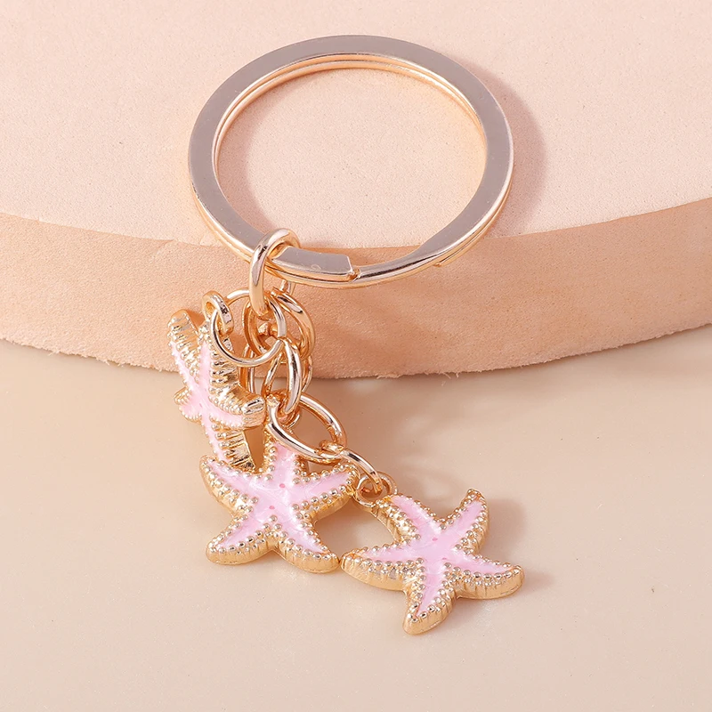 Mode Emaille Marine Leben Schlüsselbund Nette Seestern Shell Perle Schlüssel Ringe für Frauen Männer Auto Schlüssel Tasche Anhänger Charme Schmuck Geschenk – Detail 20