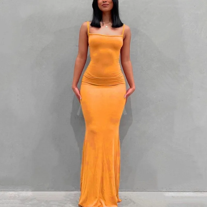 Sleeveless Backless Slim Sexy Maxi Dress Women Party Y2K Concise Bodycon Elegant Birthday Dresses Female Clothing