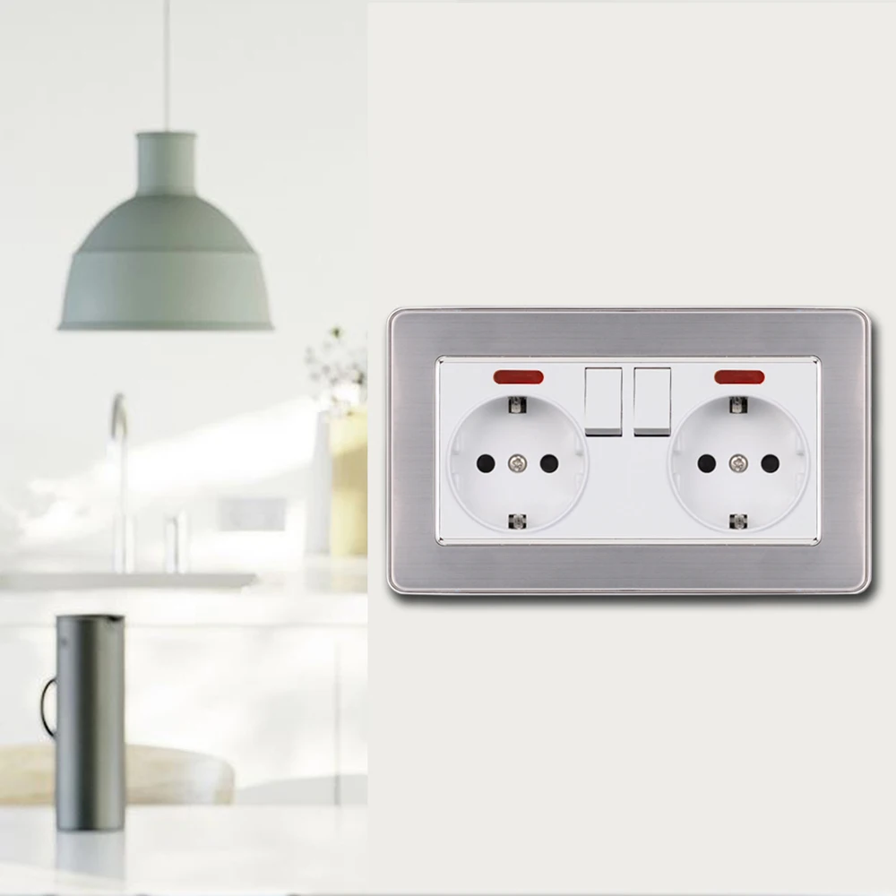 Eiomr Eu Europese Standaard Wandmontage Stopcontact Vlamvertragende Pc Panel Met Usb 5V 2A En Type C power Plug Home Socket