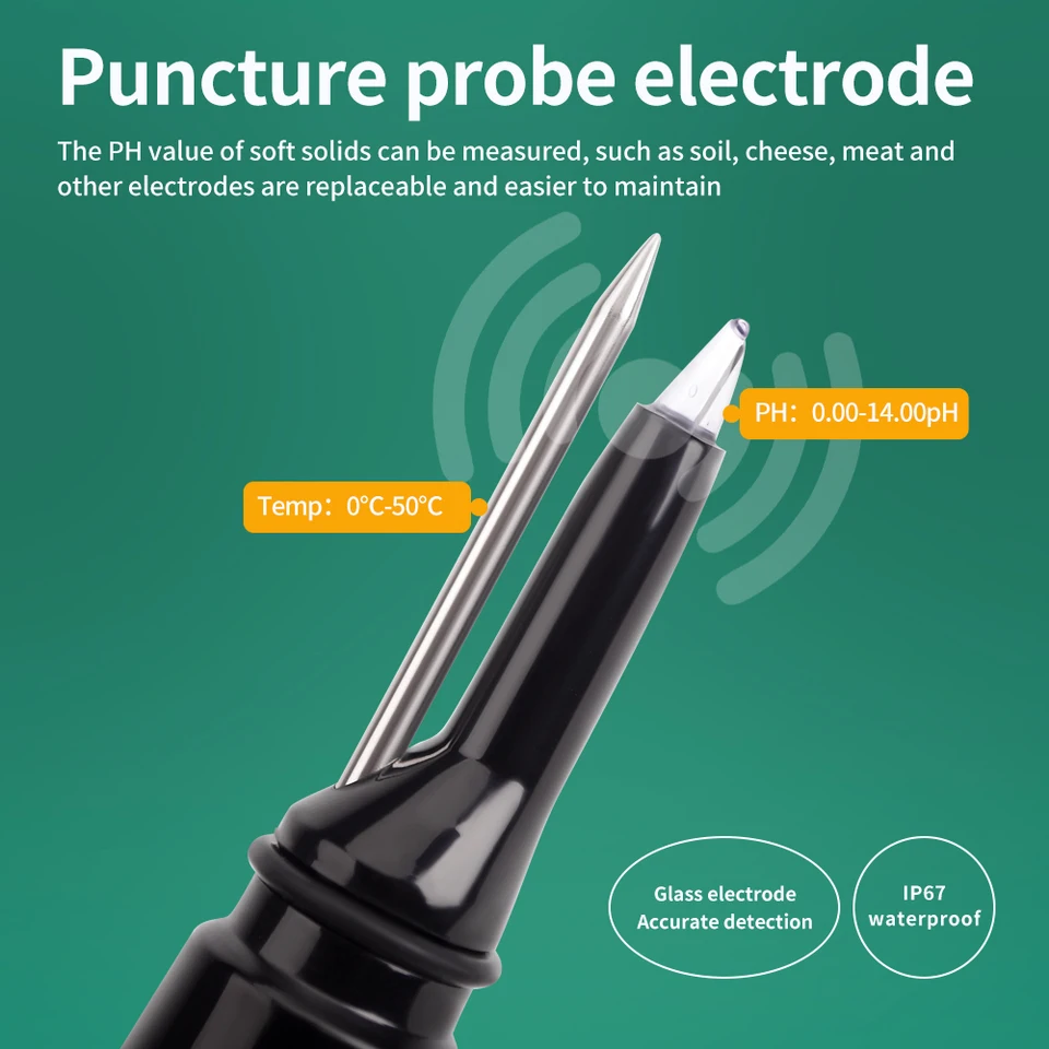 PH-mètre Alimentaire 2 En 1 Avec Sonde Acier Inox - Mesure PH Et Température Pour Pâte, Fromage, Confitures