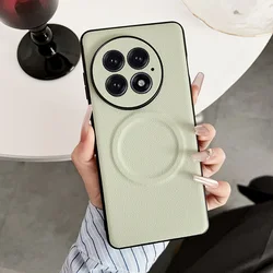 Premium Plain Leather Phone Case with Built-in Magnetic Ring and Camera Protection for OnePlus Ace 5 (Green)