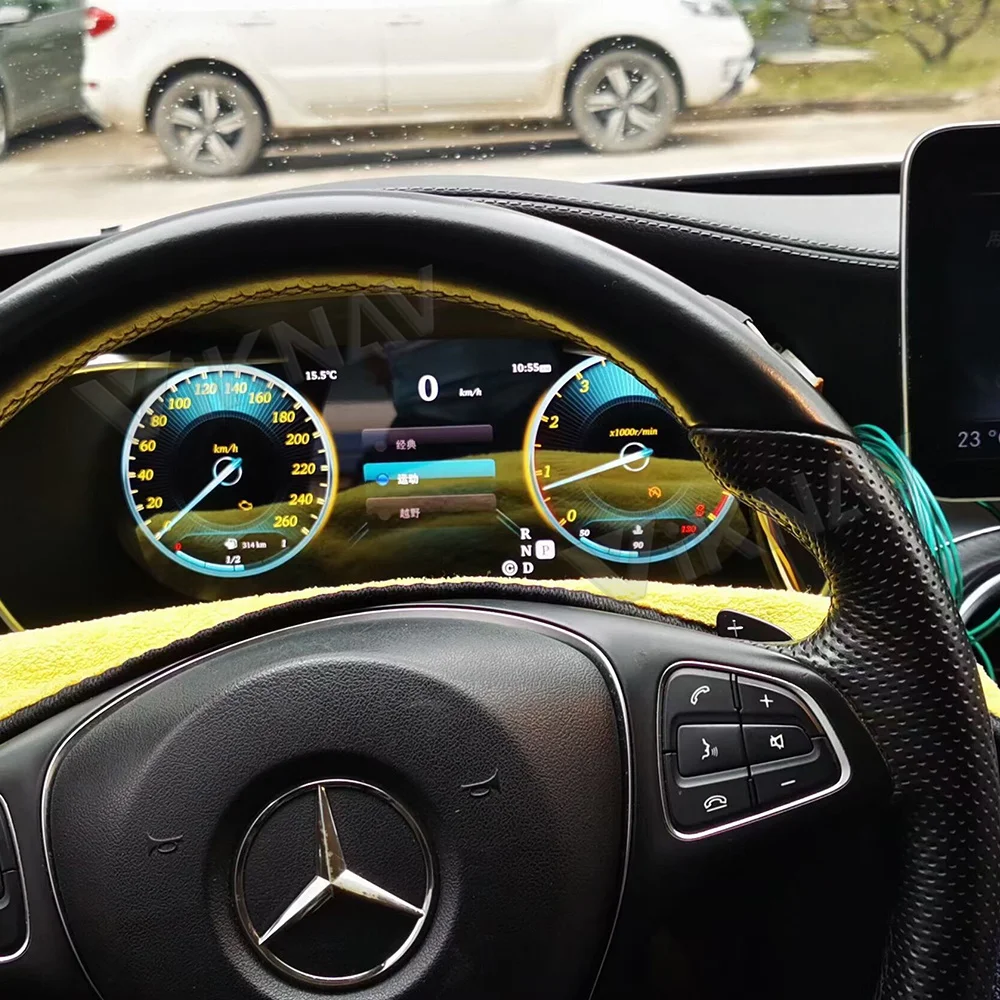 Speed Meter Screen Digital Cluster For Mercedes Benz C W205 GLC X205  2015-2019 Car Display Dashboard Instrument Multimedia GPS