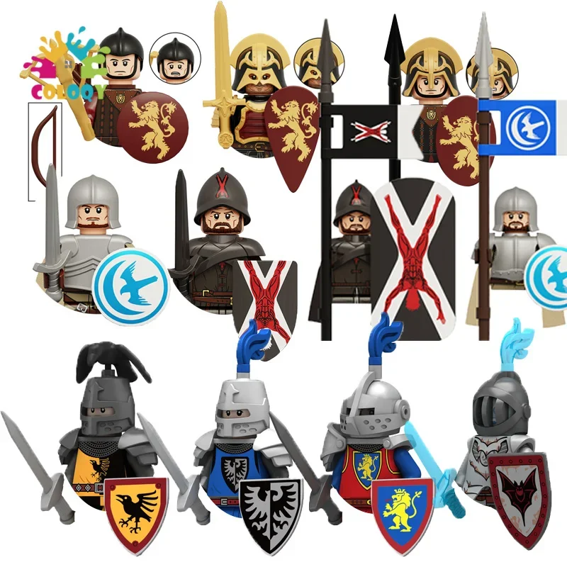 

New Kids Toys Middle Age Knights Building Blocks Crow Knight Infantrys Mini Action Figures Juguetes For Boys Christmas Gifts