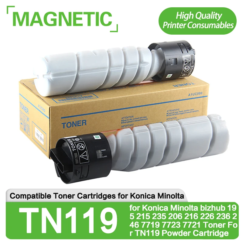 Nova 2x Compatível para Konica Minolta Bizhub 195 215 235 206 216 226 236 246 7719 7723 7721 Cartucho de Toner para Tn119 pó