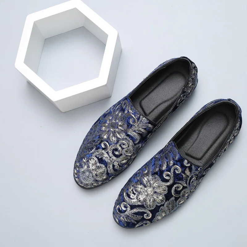 Embroider Men's Dress Shoes Elegant Wedding Loafers Men Coiffeur Men Party Shoes Vintage Formal Male Design Loafers
