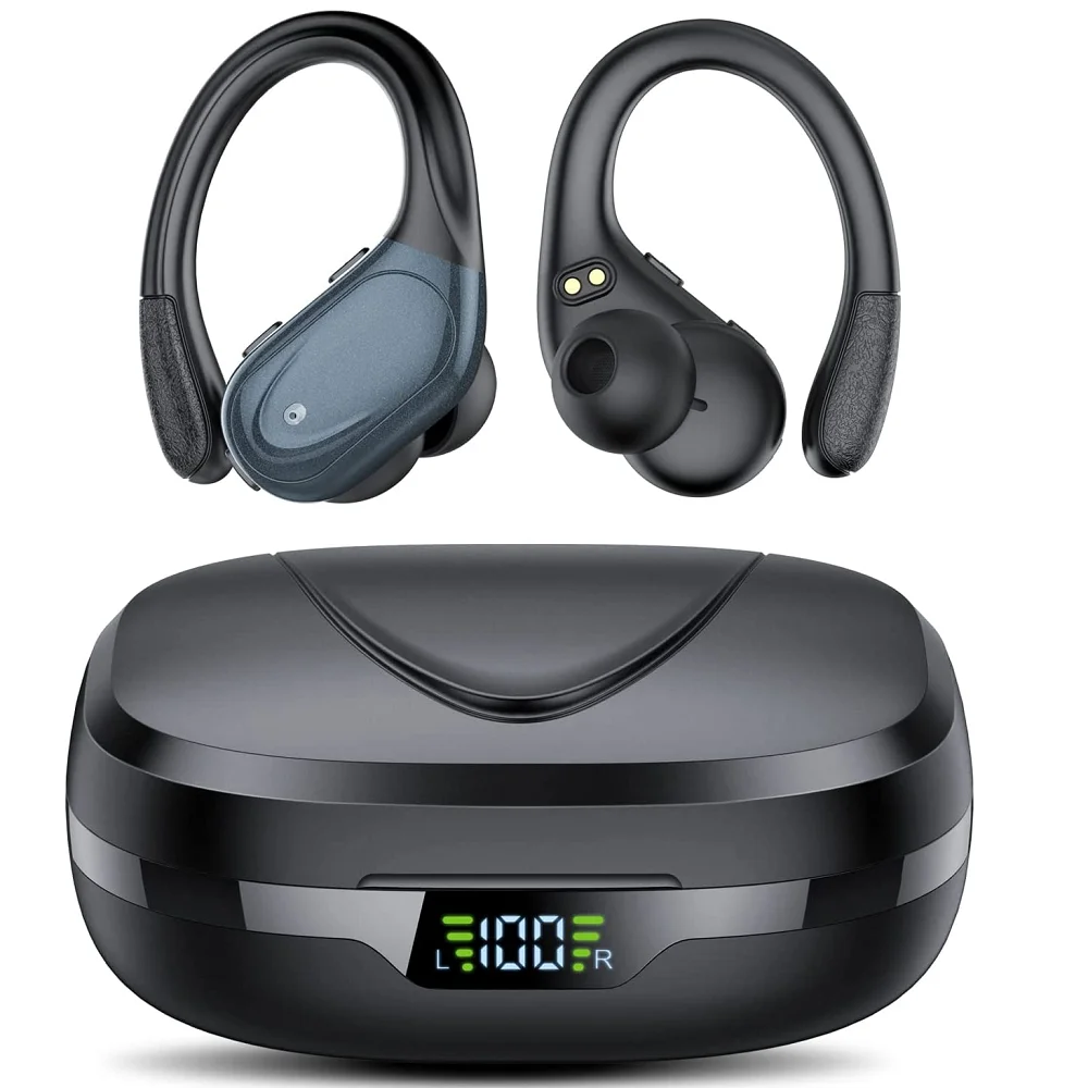 Auriculares inalámbricos 5.3 Bluetooth con funda de carga inalámbrica de 60  horas, pantalla LED, auriculares con cancelación de ruido, tacto