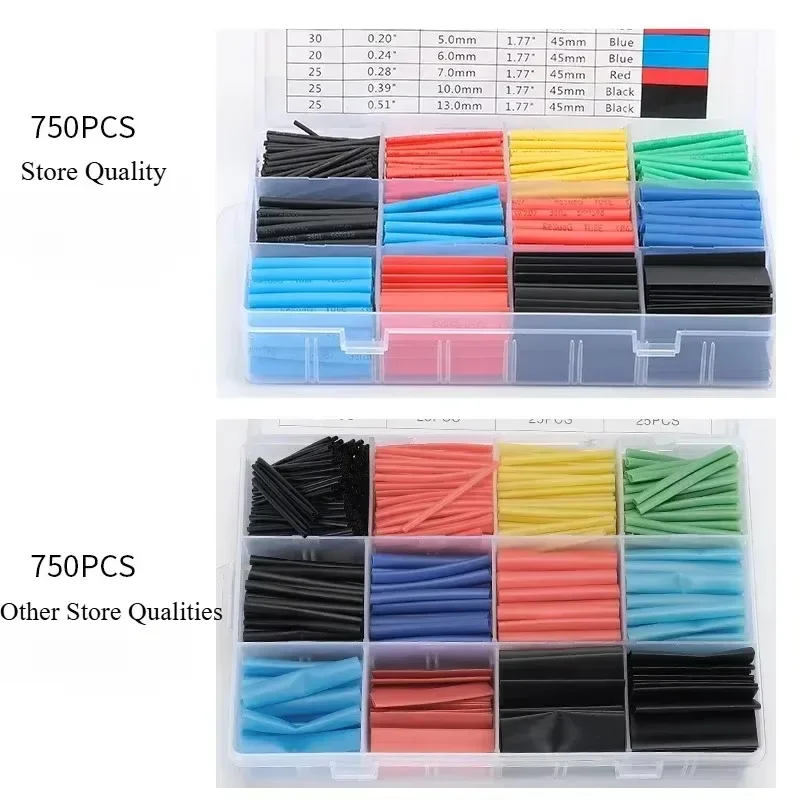 127Pcs-800Pcs Insulated Heat Shrink Tubing Color Heat Shrink Tubing Boxed DIY Set Shrinkable Waterproof heat shrink tubing
