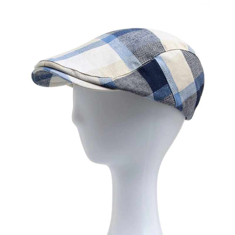 Beret Hat Multicolour Plaid Women Casual Sun Visor Flat Vintage Fashion Men Newsboy Caps Summer Button Adjustable