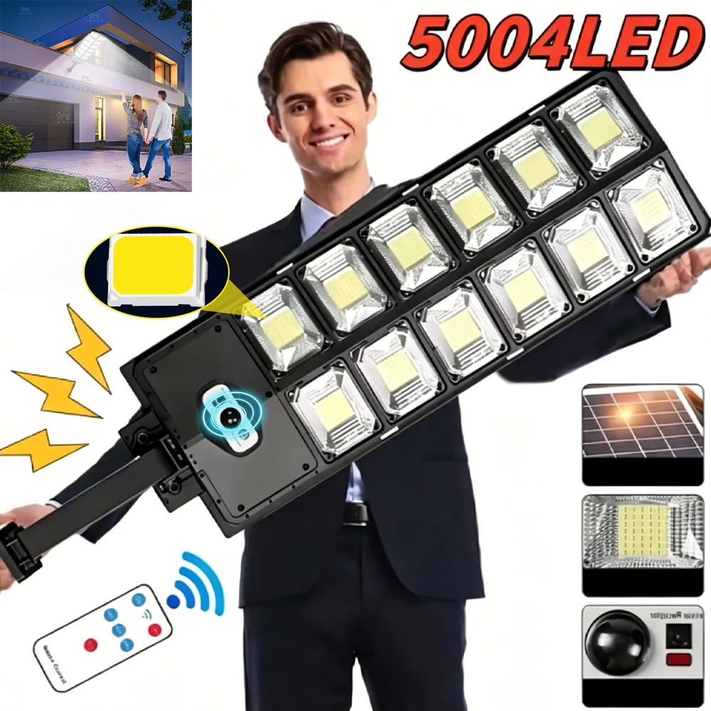 Solar-Powered LED Motion Sensor Outdoor Light, IP68 Waterproof Wall and Street Lamp