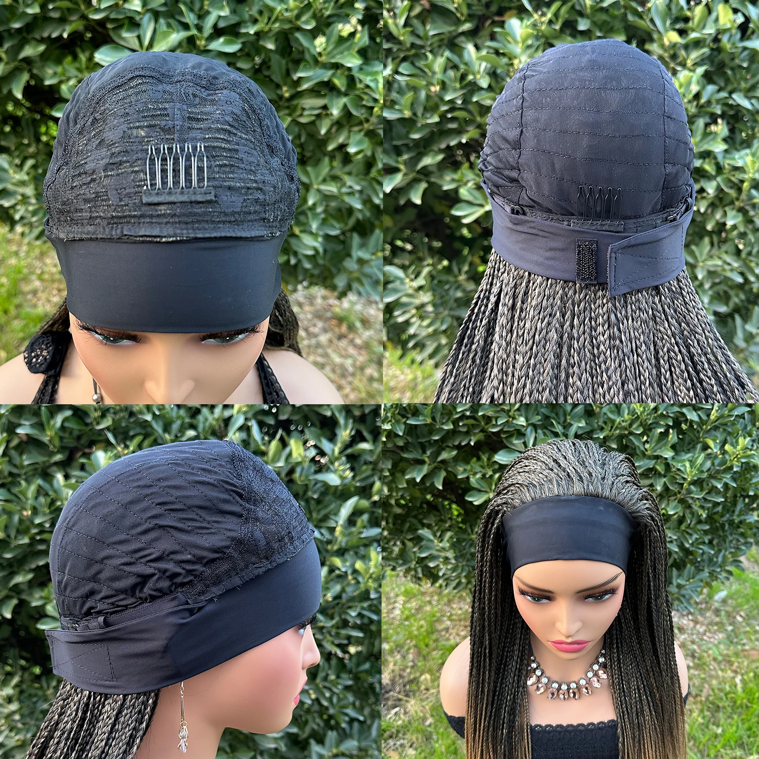 Headband Box Braids Wig Ombre Brown Long Braided African Dreadlock Wig Synthetic Braiding Beauty Hair Wigs For Women/Men