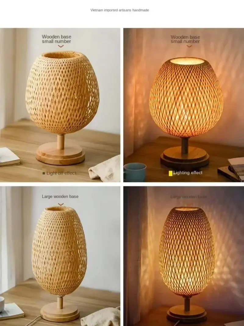 High-End Japanese-Style Solid Wood Decorative Table Lamp Creative Bamboo Zen New Chinese Bedroom Bedside Lamp