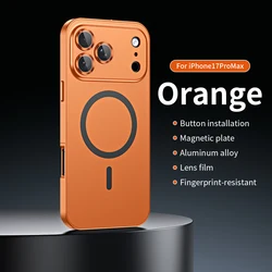 Sleek Magnetic Metal Phone Case with Magsafe and Lens Protection - iPhone 17 Pro (Orange)