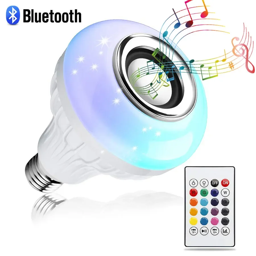 AC 85-265V E27 LED12W Light Bulb RGB Multi-colour Change Bluetooth Speaker Music Playback Function Bedroom Party Decoration