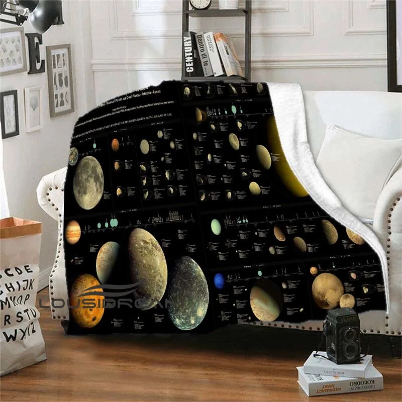 

3D Solar System Plush Blanket Space Planet Soft Comfort Blanket Home Decor Air Conditioning Blanket Children's Gift Nap Blanket