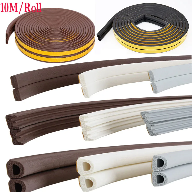 10 Meters DIPE Self-Adhesive Door And Window Sealing Strip Glass Window Anti-Collision Rubber Strip Foam Sound Insulation