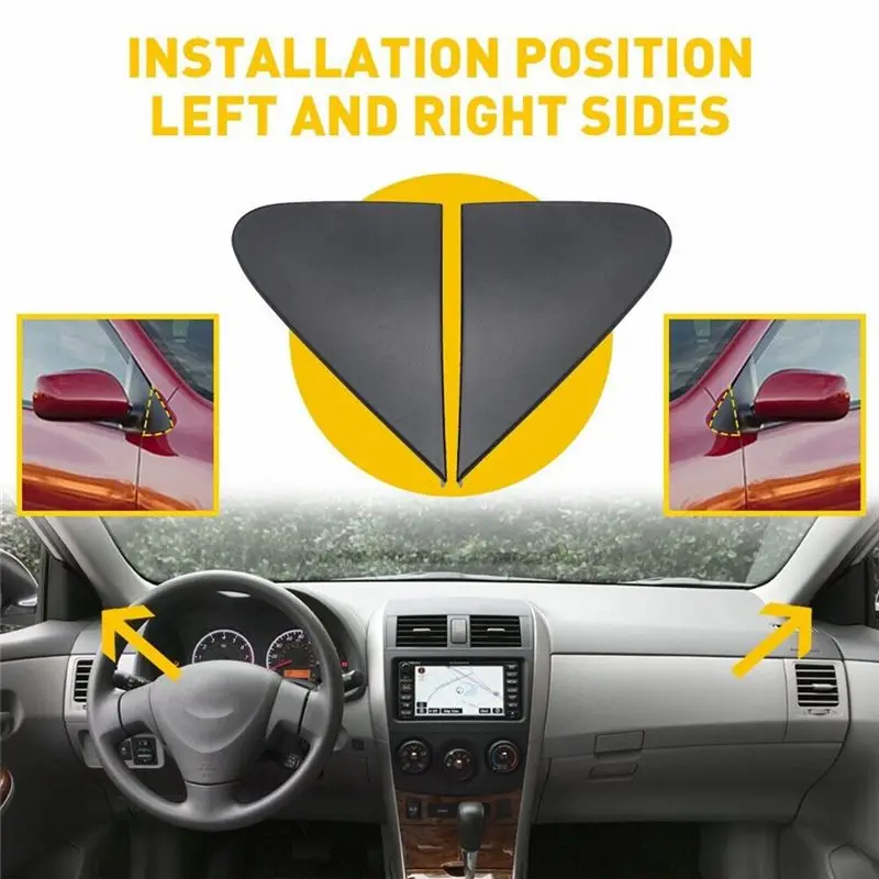Toyota Corolla 08-13 60118-12010 60117-12010 도어 뷰 미러 코너 트림 커버 용 실용적인 1 쌍 프론트 필러 삼각형 플레이트