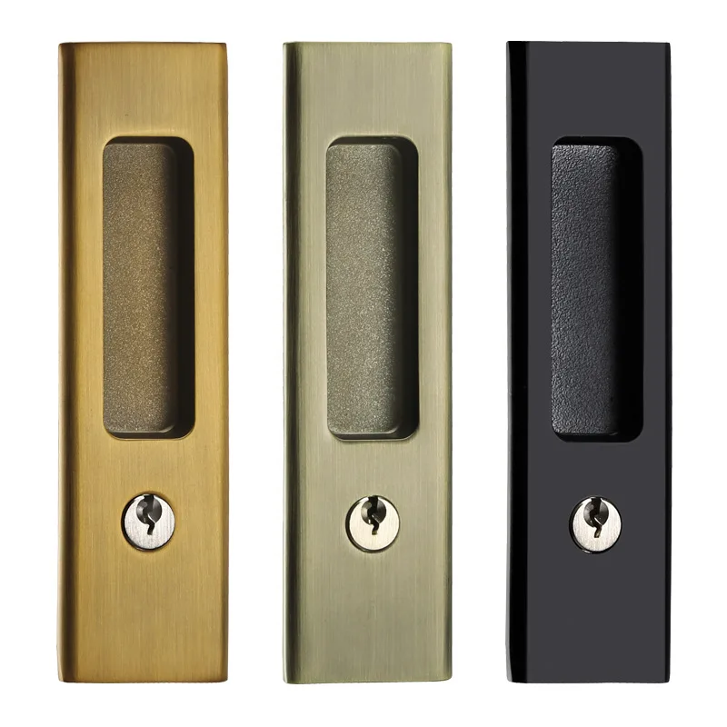 Sliding Door Lock Indoor Black Privacy Pocket Door Lock Hardware Double Barn Furniture Hardware Handle Latch With Keys