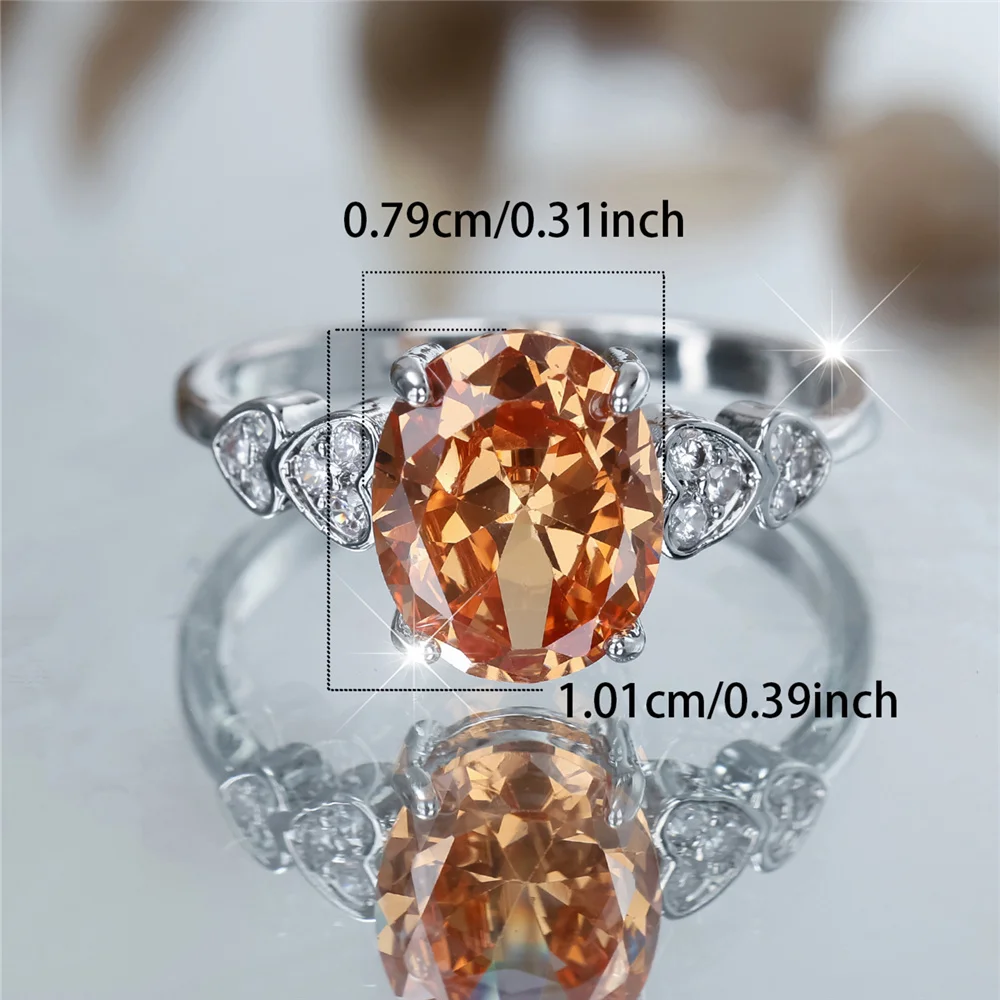 Crystal Female Zircon Stone Oval Engagement Rings For Women Rose Gold Color Wedding Bands Jewelry Party Gifts