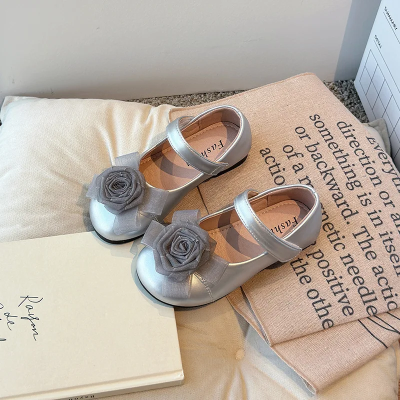 Girls Party Dance Shoes Flower Performance Children Small Leather Shoes Soft Comfortable Baby Kids J345