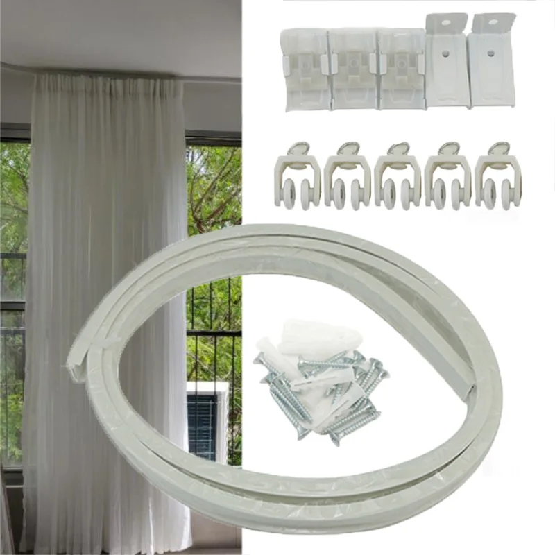 CurtainTrackRail3M5M4M6MFlexibleCuttableBendableGlidesWall