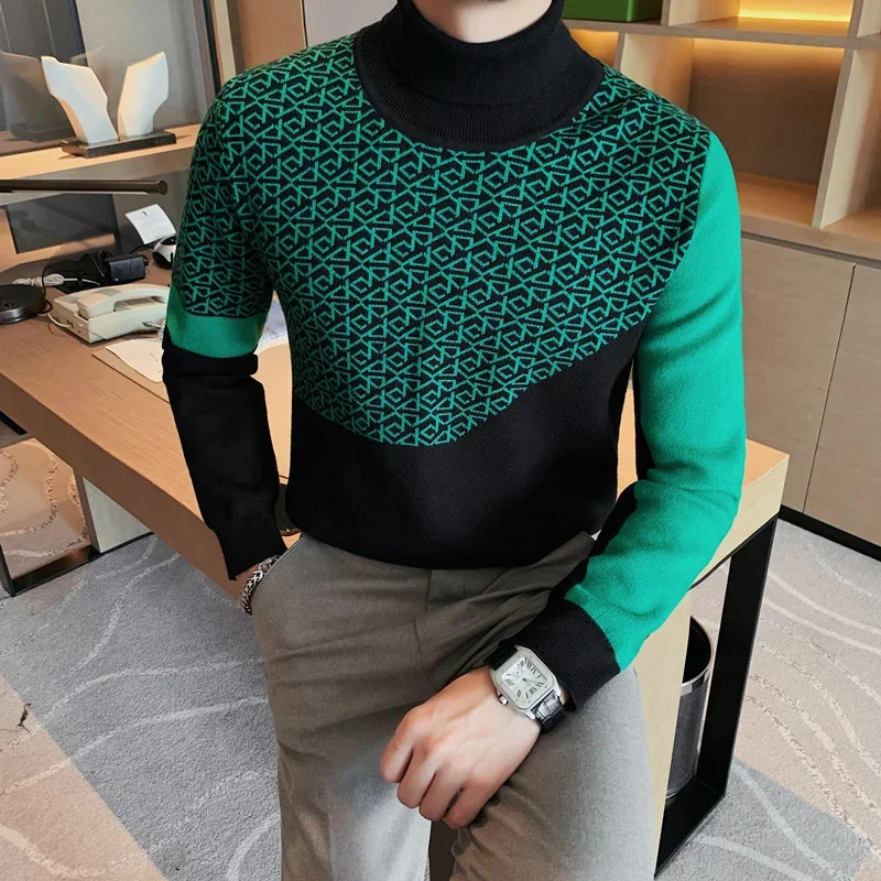 

2023 Winter Turtleneck Sweater Men Knitwear Thick Warm Knitted Pullovers High Quality Mens Sweaters Slim Fit Male Jumper S-3XL