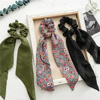 Mode imprimé léopard nœud Satin Long ruban queue de cheval écharpe cheveux cravate chouchous femmes filles élastiques bandes de cheveux accessoires de cheveux 3