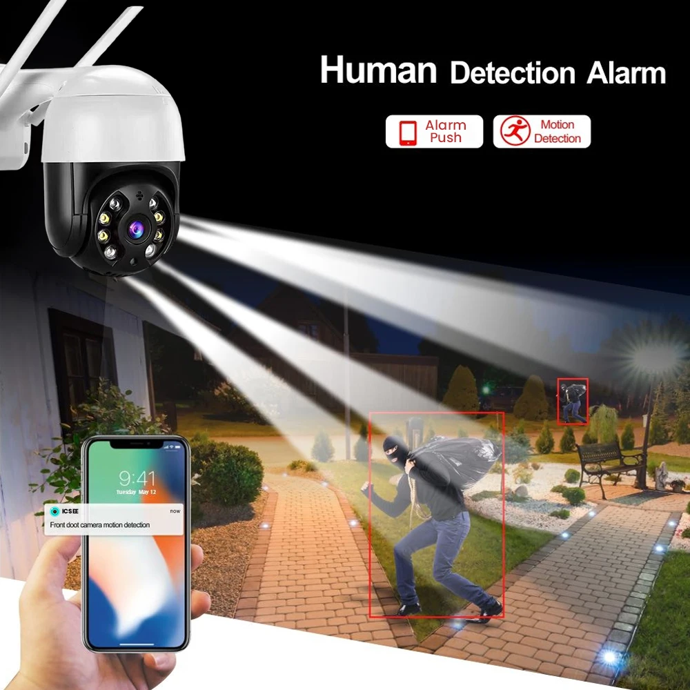 4K 8MP PTZ Wifi IP Camera Esterna 4X Zoom Digitale AI Rilevamento Umano Telecamera Senza Fili H.265 P2P Audio 1080P 5MP Telecamera di Sicurezza CCTV - immagine 5